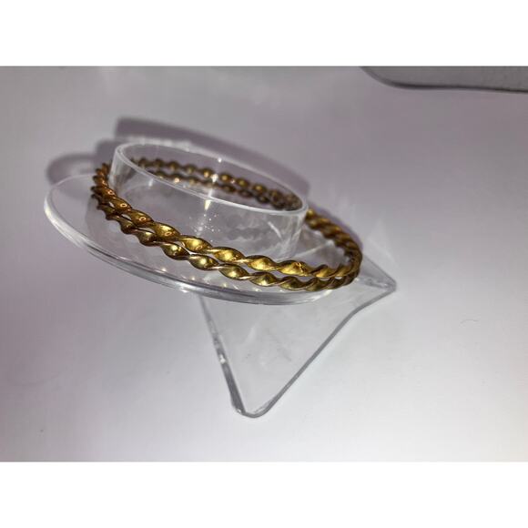 Two Brass Twisted Curved Around 2.75" Bangle Bracelets! - Picture 5 of 10